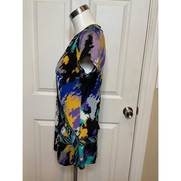 BCBG Max Azria Multicolor Splatter Print V-Neck Sleeveless Top, Size S - Picture 4 of 9